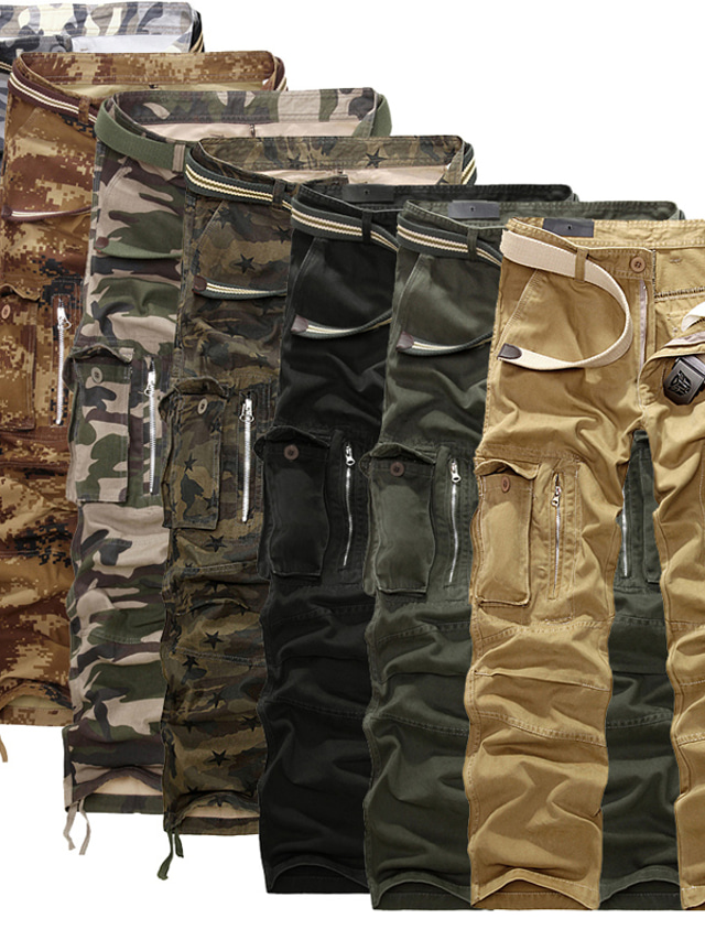  Men's Cargo Pants Trousers Multiple Pockets Basic Casual Daily Inelastic Cotton Outdoor Camouflage Solid Colored Yellow camouflage Army Green Khaki 29 30 31