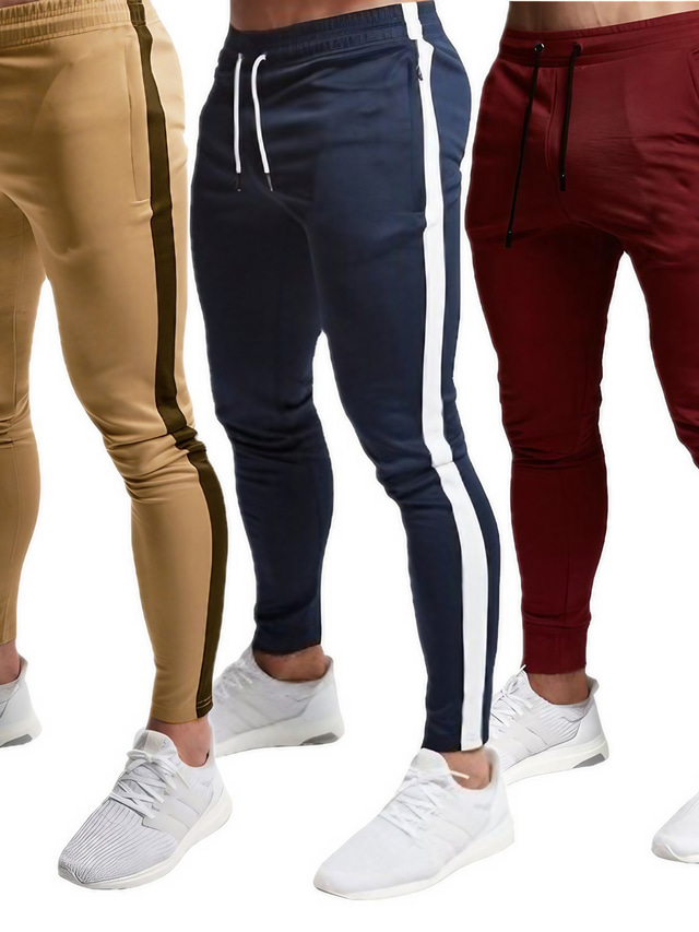  Men's Pants Chinos Trousers Drawstring Elastic Drawstring Design Stylish Sporty Casual / Sporty Daily Sports Micro-elastic Cotton Blend Comfort Solid Color Mid Waist Black Grey Khaki M L XL