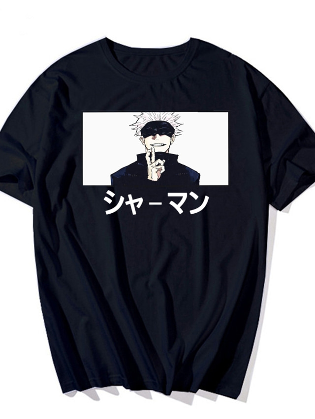  Inspireret af Jujutsu Kaisen Cosplay Gojo Satoru Anime Tegneserie Polyester / bomuldsblanding Trykt mønster Harajuku Grafisk Kawaii T恤衫 Til Herre / Dame