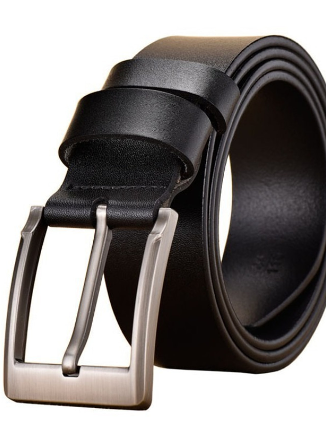  Homme Ceinture Ceinture en similicuir Boucle de cadre Noir Marron Cuir Mode Soirée Travail Couleur Pleine