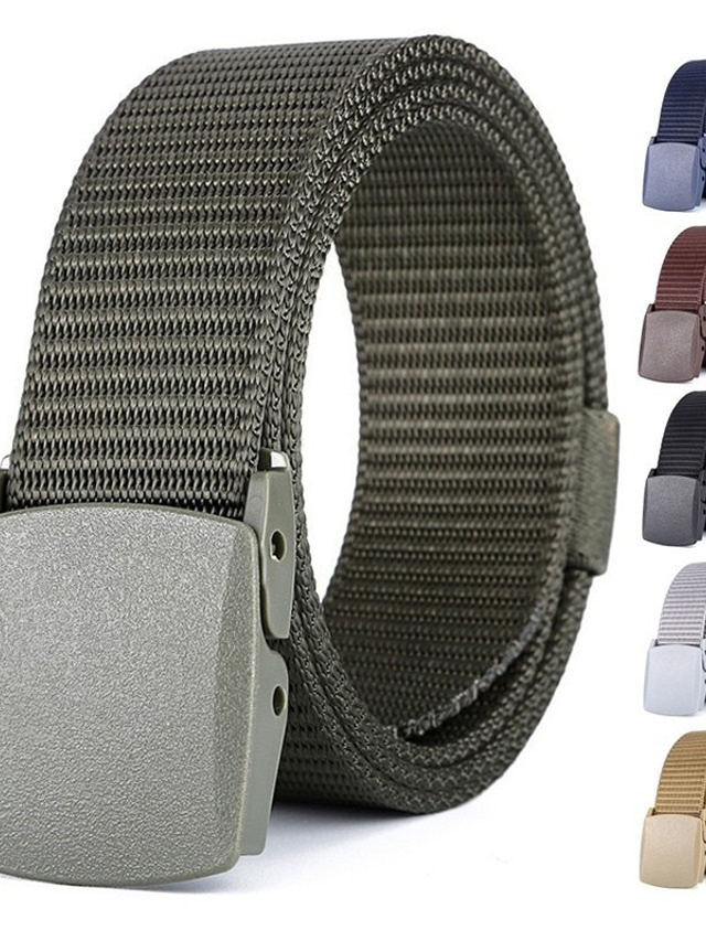  Men's Belt Black Gray Army Green Khaki Brown Navy Blue Beige Solid Colored Party Work
