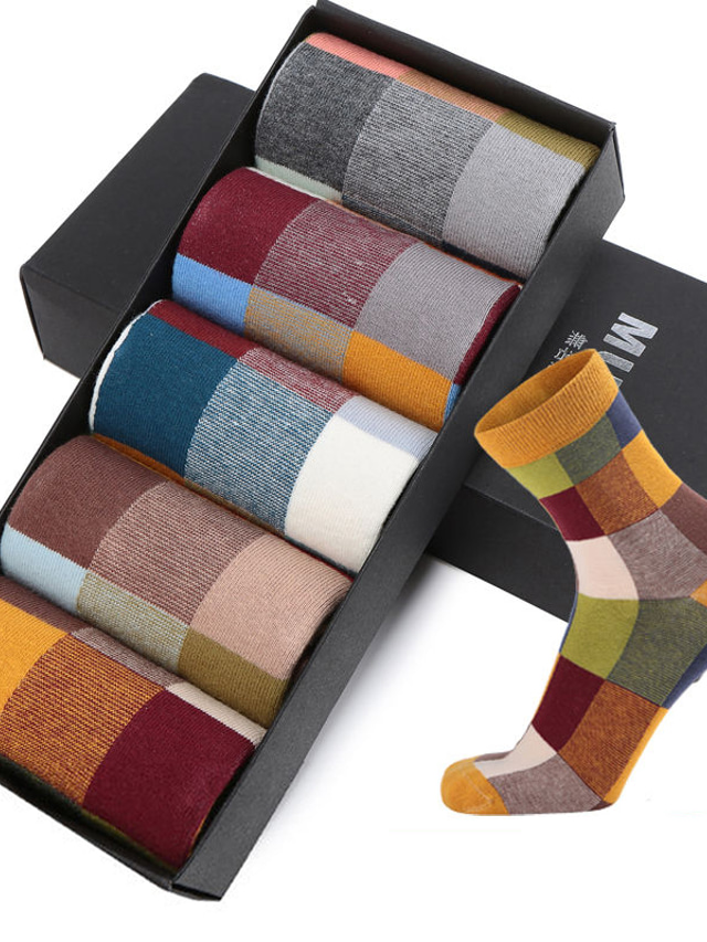  Chaussettes Homme à imprimé arc-en-ciel Multicolore Spandex Coton Casual du quotidien Chaud Elastique Printemps été 5 paires Plusieurs Couleurs