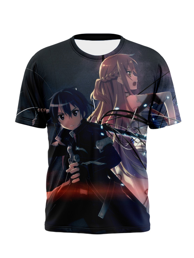  geinspireerd door SAO Swords Art Online Cosplay Anime Cartoon 100% Polyester Afdrukken 3D Harajuku Grafisch T-shirt Voor Voor heren / Dames