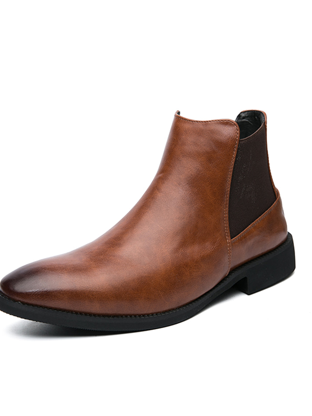 Men's Boots Chelsea Boots Daily PU Non-slipping Booties / Ankle Boots Brown Black Fall Winter