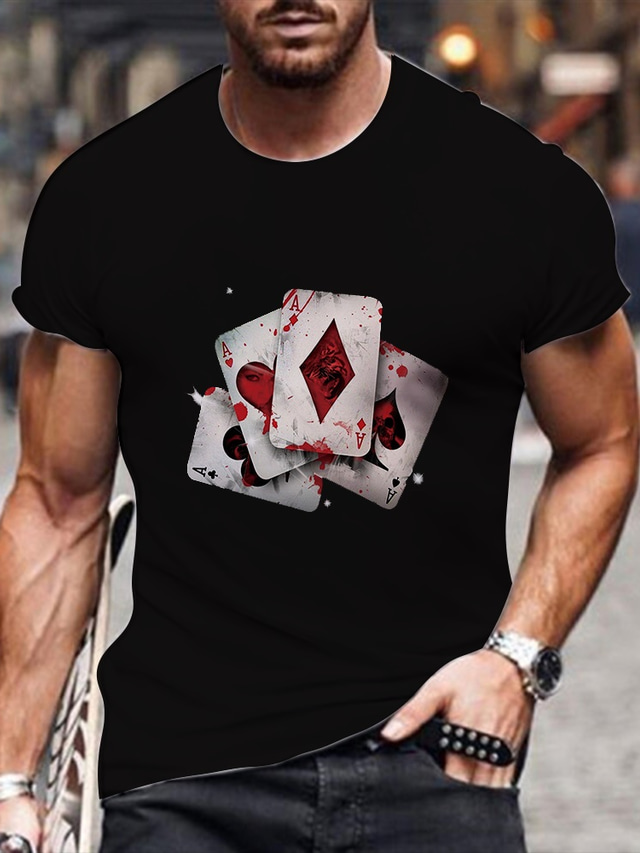 Herren Tee T Shirt Designer Sommer Kurzarm Graphic Karte Heißprägen Übergröße Rundhalsausschnitt 2897