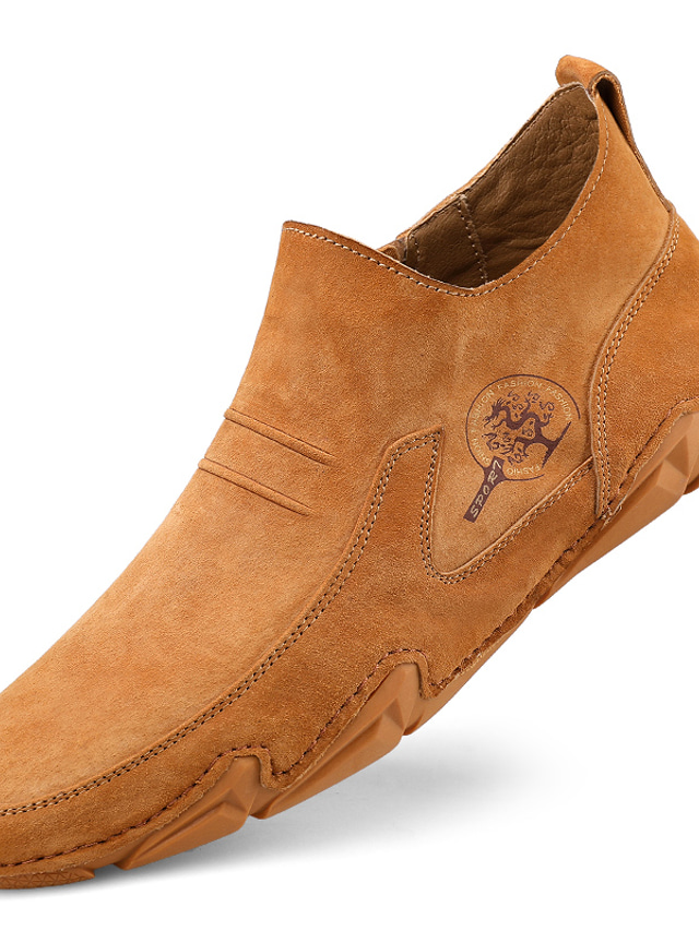  Homens Mocassins e Slip-Ons Casual Vintage Conforto Confeccionada à Mão Use prova Cor Sólida Couro de Porco Outono Inverno Sapatos