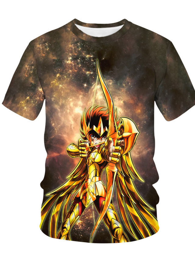  Inspirado por Cavaleiros do Zodíaco Japonesa/Curta Terileno Anime 3D Camiseta Para Homens / Estampa 3D