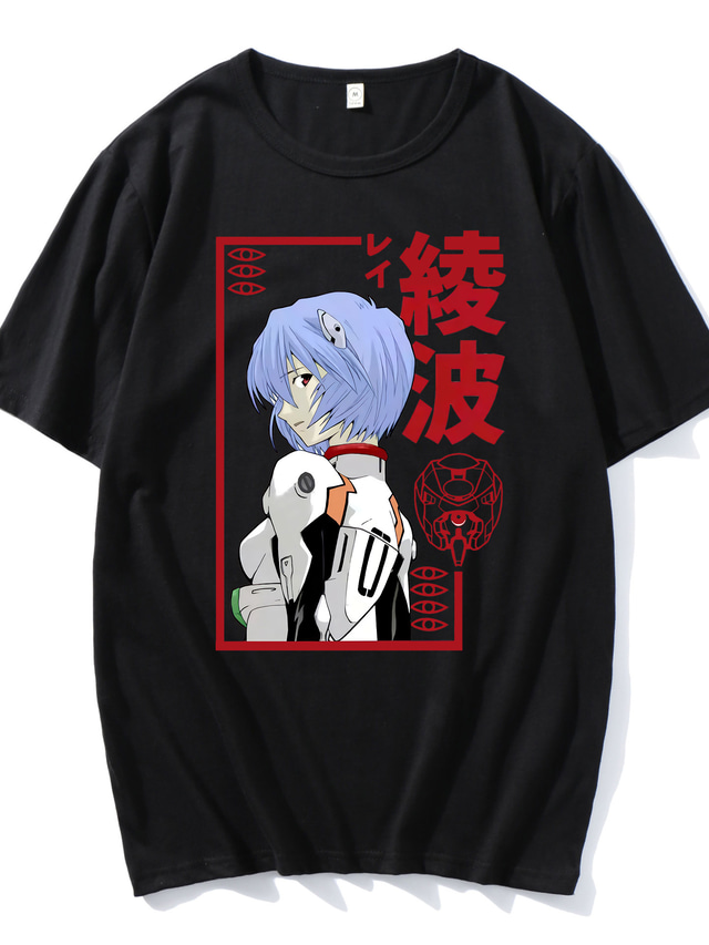  Inspireret af Cosplay Ayanami Rei Anime Tegneserie Polyester / bomuldsblanding Trykt mønster Harajuku Grafisk Kawaii T恤衫 Til Herre / Dame