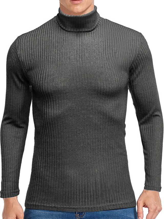  סוודר גברים סרוג בצבע אחיד מסוגנן בסגנון וינטג 'סוודר שרוול ארוך שרוול ארוך צווארון גולף