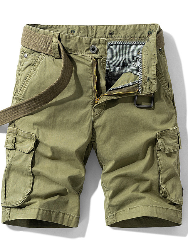  Men's Cargo Shorts Pocket Multi Pocket Plain Breathable Outdoor Knee Length Daily Cargo Shorts Cargo Black Army Green Micro-elastic