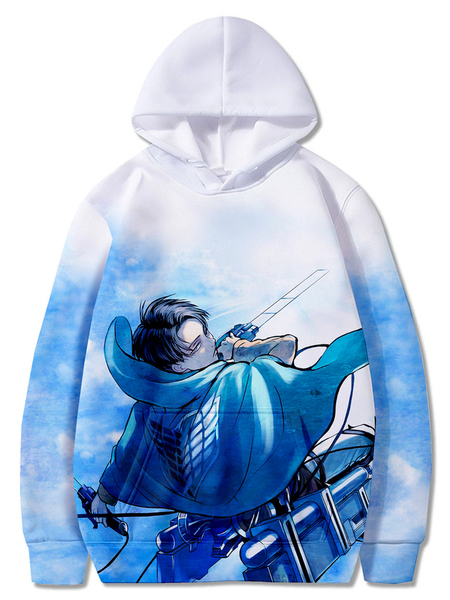  Inspired by Attack on Titan levi ackerman Anime Cartoon Polyster Anime 3D Harajuku Graphic Hoodie For Unisex / Couple's / 3D Print