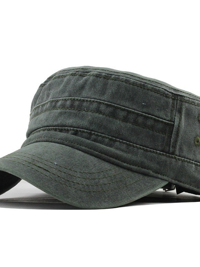  Men's Stylish Protective Hat Street Dailywear Pure Color Flat Top Adjustable Baseball Cap Black Hat Portable
