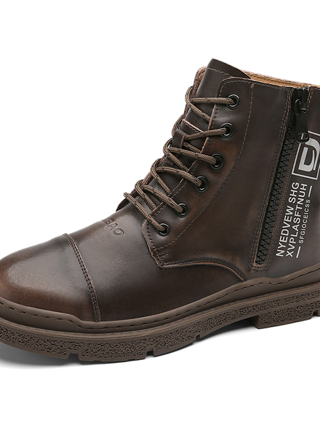  Муж. Ботинки Армейские ботинки Повседневные Кожа Нескользкий Ботинки Темно-коричневый Черный Коричневый Осень Зима