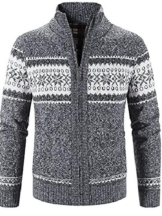  heren herfst winter gebreide trui opstaande kraag vest volledige ritssluiting dikke warme jas strepen casual slim fit jas