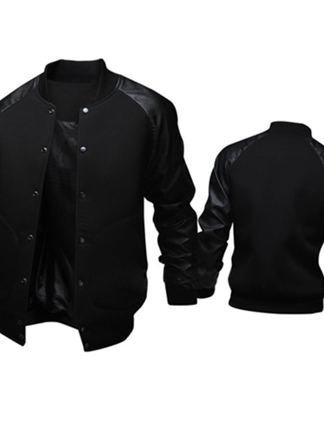  Men's Bomber Jacket Regular Coat Black Dark Gray Light gray Active Daily Fall Regular Fit M L XL XXL 3XL 4XL / Winter / Long Sleeve / Cotton