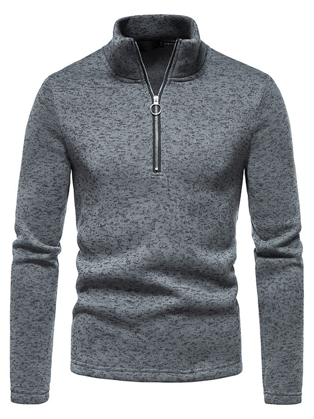  Men's Sweatshirt Solid Color Half Zip Casual Daily Holiday Sportswear Casual Hoodies Sweatshirts  Long Sleeve Black Gray Dark Gray