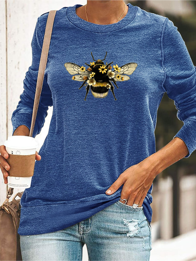 bees print o-neck casual t-shirt
