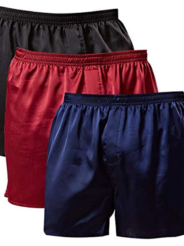  men's satin boxers shorts print sleepwear underwear classic silky pajama bottom shorts sleep shorts