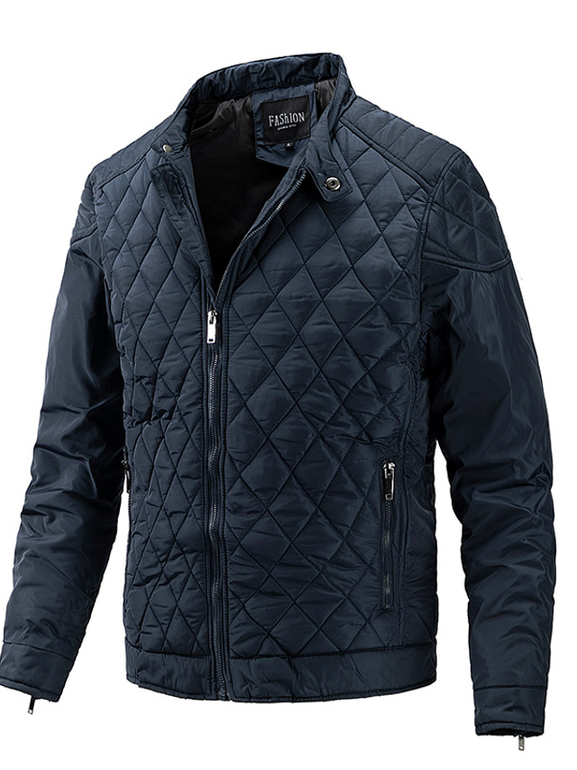  Men's Bomber Jacket Padded Varsity Jacket Pocket Sports Outdoor Daily Regular Streetwear Casual Warm Breathable Fall Winter Solid Color Black Royal Blue Army Green Puffer Jacket