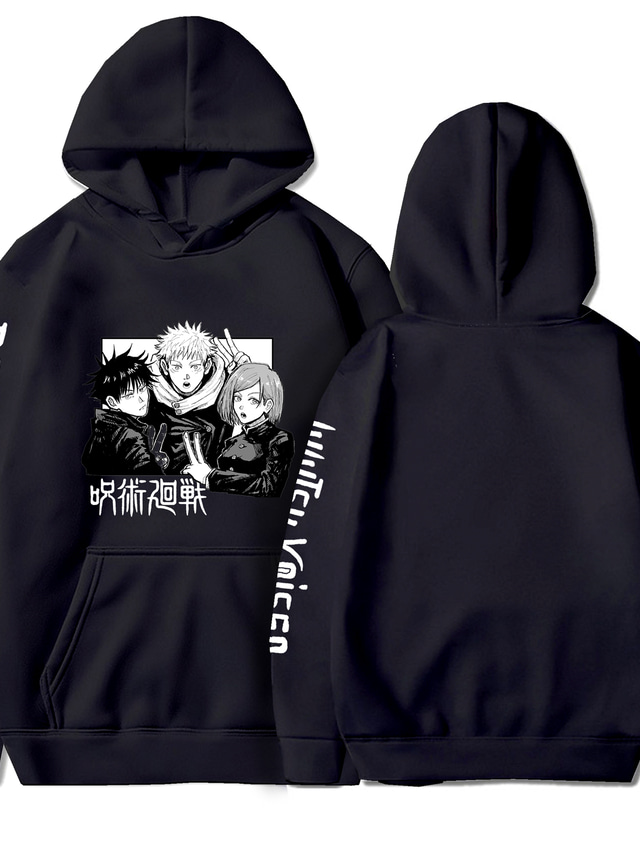 Megumi Fushiguro from Jujutsu Kaisen Hoodie with Dark Blue and Black Background and Multiple Poses Design TS04