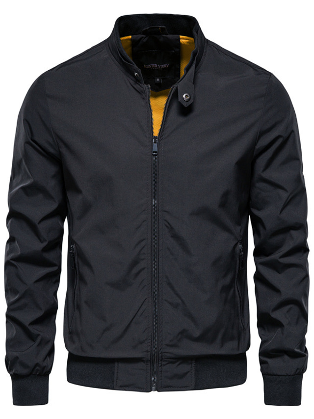  heren casual jas regular pocket coat zwart legergroen kaki donker marine chic& moderne street fall hoodie met rits regular