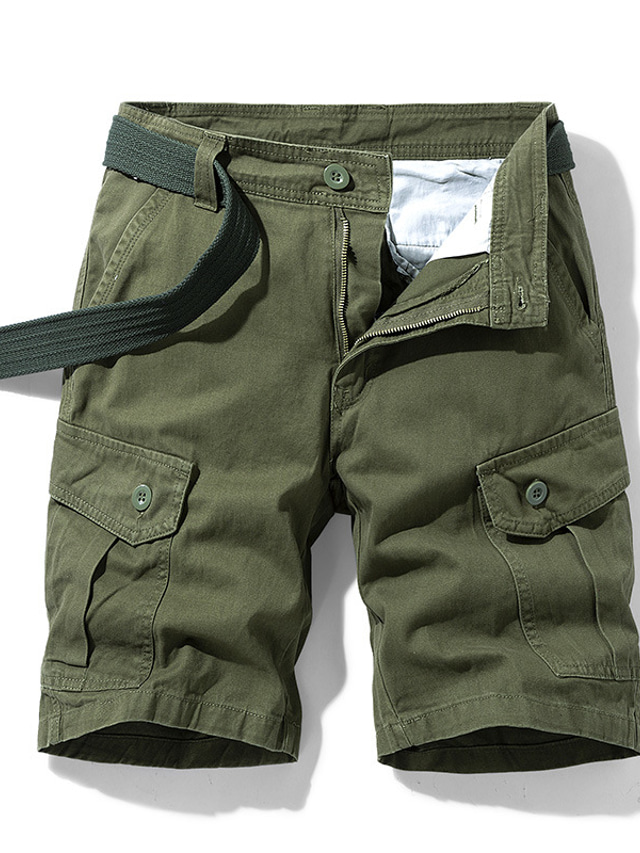  Men's Cargo Shorts Shorts Multi Pocket Plain Comfort Wearable Knee Length Casual Daily Streetwear 100% Cotton Stylish Classic Style Black Blue