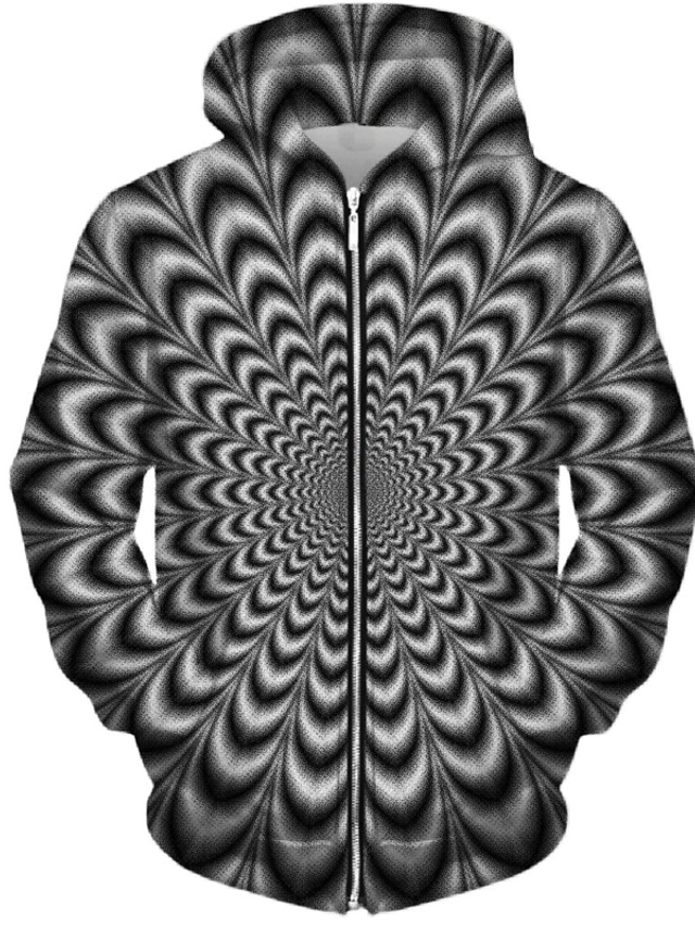 Geometric Printed Hooded Jacket