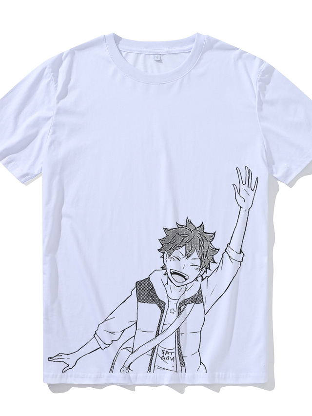  Inspiré par Haikyuu Shoyo Hinata Manches Ajustées Anime Polyester / Coton Animé Harajuku Art graphique Kawaii Tee-shirt Pour Homme / Femme / Couple