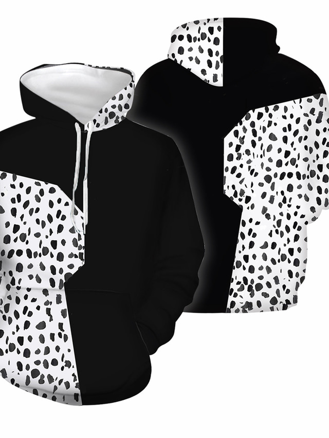  Inspirerad av 101 dalmatier Cruella de Vil Huvtröja Animé 100% Polyester Anime 3D Harajuku Grafisk Huvtröja Till Unisex / Par