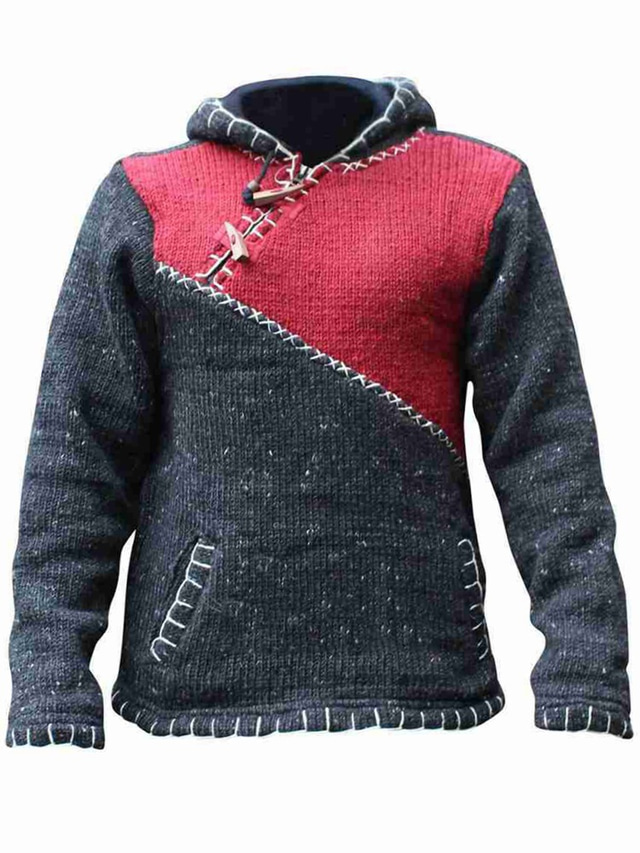  Men's Pullover Sweater Waffle Knit Cropped Knitted Solid Color Crew Neck Basic Stylish Outdoor Daily Fall Winter Green Gray M L XL / Cotton / Long Sleeve
