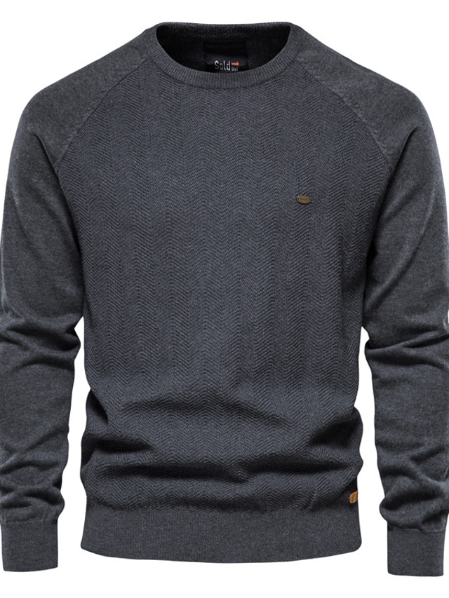  мужской свитер пуловер вязаный джемпер вязаный однотонный с круглым вырезом стильный для дома на каждый день осень зима белый черный s m l / длинный рукав / длинный рукав