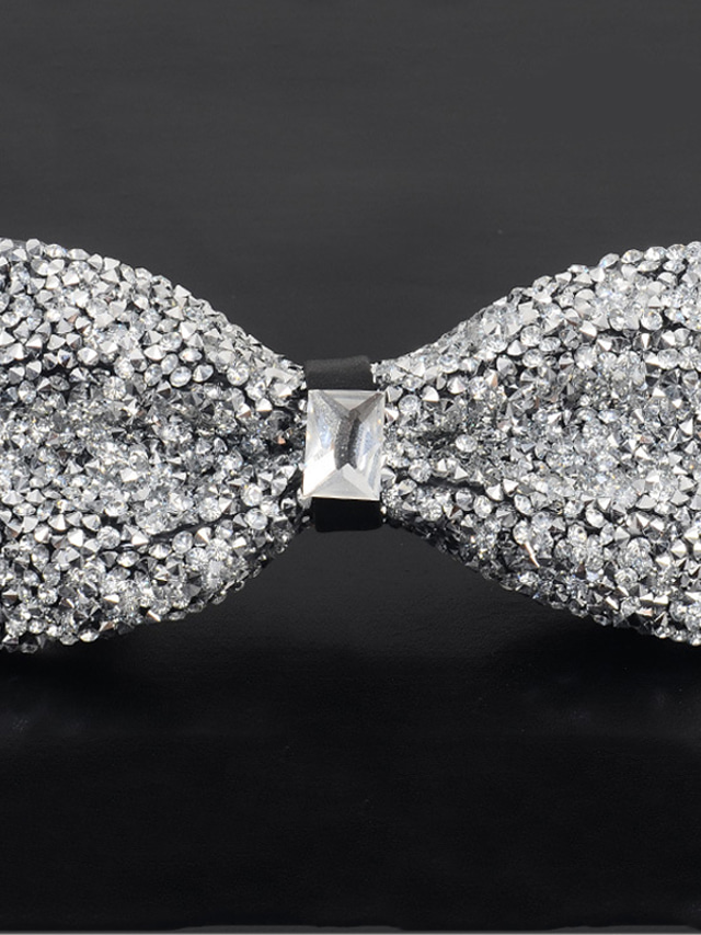  Męska muszka imprezowa muszka moda męska wysadzana diamentami muszka w kształcie gwiazdy muszka modne akcesoria imprezowe mężczyźni luksusowe musujące muszki w kształcie diamentu srebrny kryształ i klejnot muszka
