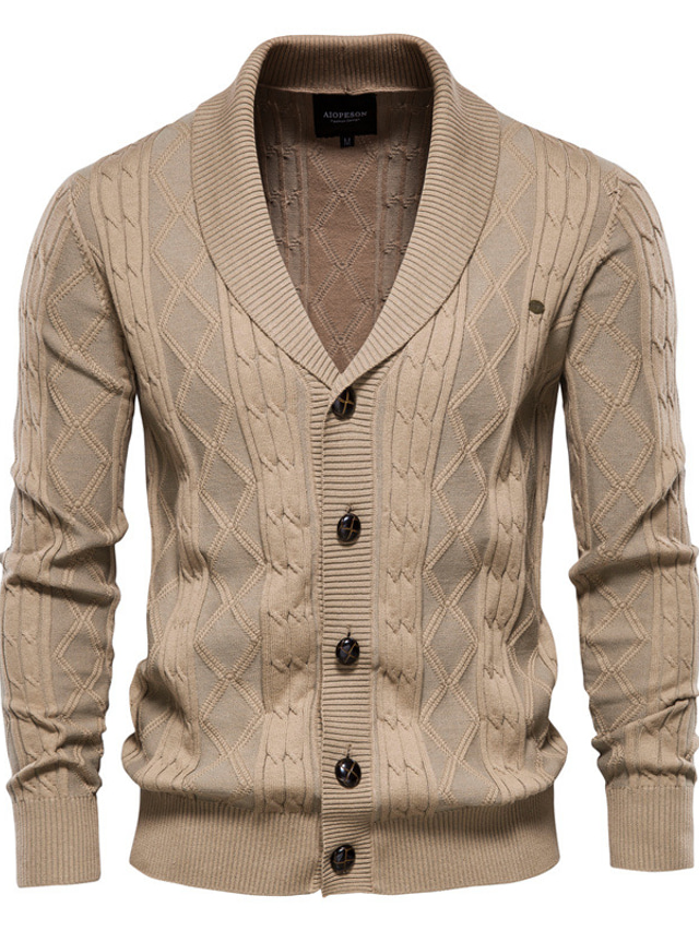  Męski sweter sweter dzianinowy z dzianiny jednolity kolor kołnierzyk koszuli stylowy styl vintage codziennie jesień zima czarny szary s m l/długi rękaw/długi rękaw