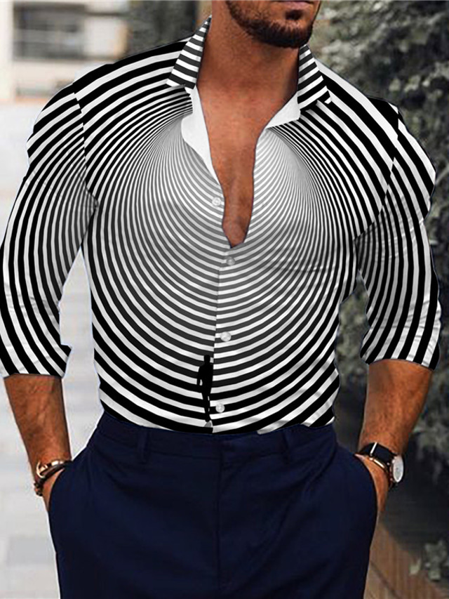  男性用 シャツ グラフィック 3D印刷 カラー ブラック ブルー アーミーグリーン プリント アウトドア ストリート 長袖 3Dプリント ボタンダウン 衣類 ファッション デザイナー クラシック 高通気性