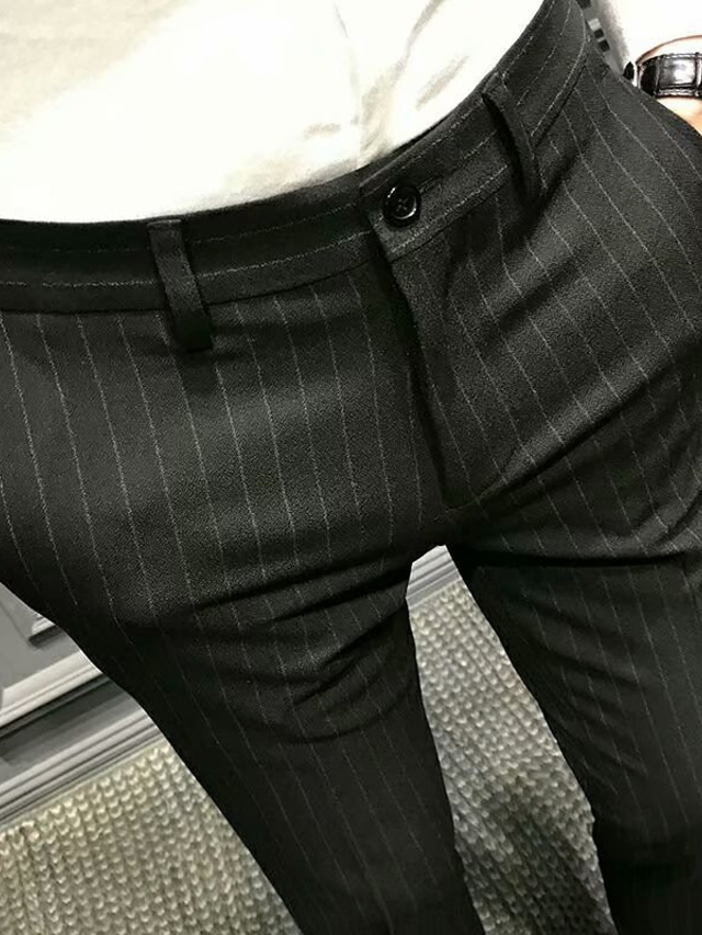  Męskie Typu Chino Spodnie Kieszeń Naszywka Ciepłe Oddychający Pełna długość Biznes Codzienny Bawełna Codzienny Spodnie Czarny Szary Średnio elastyczny