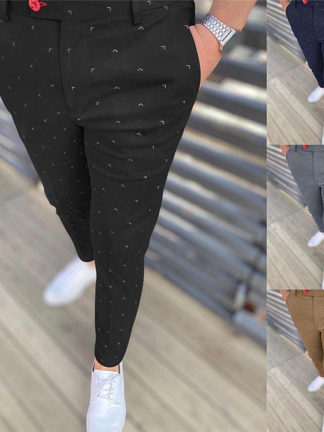  Herre Pæne bukser kinesisk Bukser Lomme Grafisk Åndbart Udendørs Fuld længde Afslappet Daglig Bomuldsblanding Afslappet Bukser Sort Blå Mikroelastisk