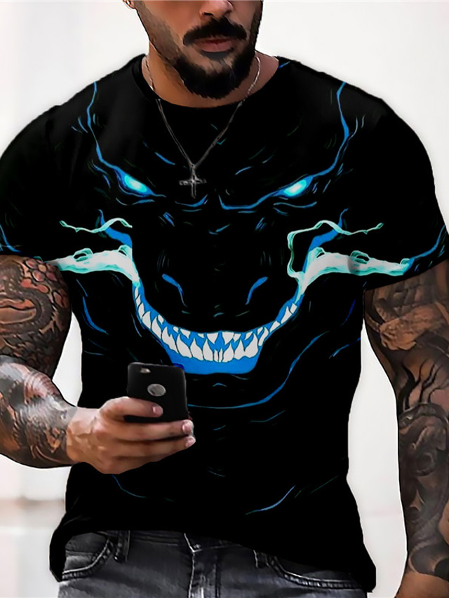  Men's T shirt Tee Designer Summer Short Sleeve Graphic Animal Print Crew Neck Daily Holiday Print Clothing Clothes Designer Casual Big and Tall Blue