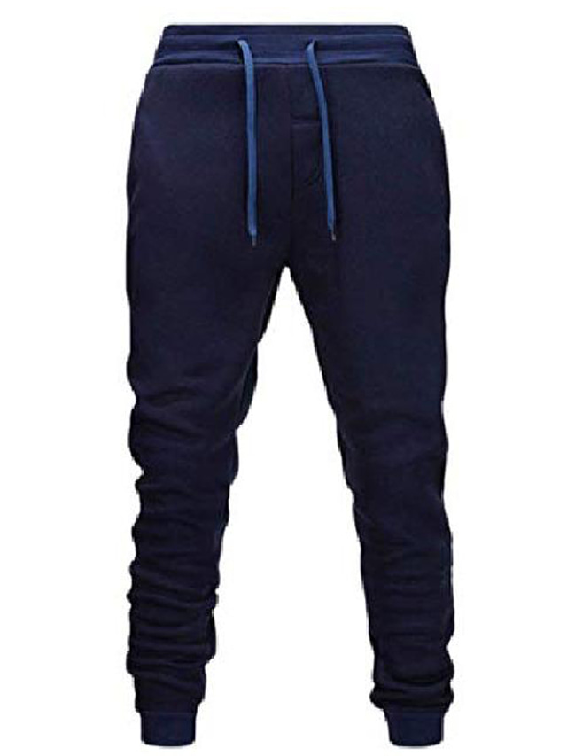  men's casual jogger sweatpants basic jogger pants with drastring  solid color elastic waist with pockets trousers