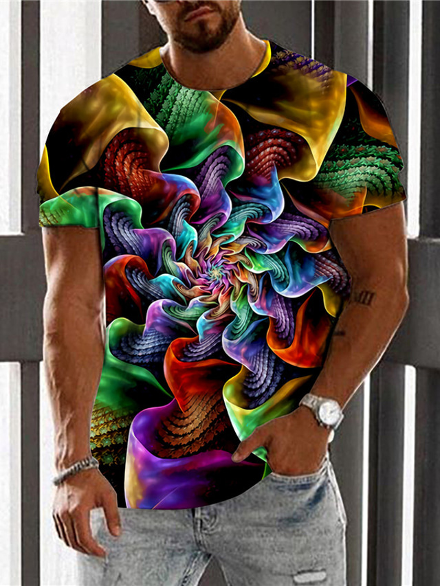 Herren Unisex T Shirt Grafik Drucke Spirale Streifen Rundhalsausschnitt Regenbogen 3d Druck 9986