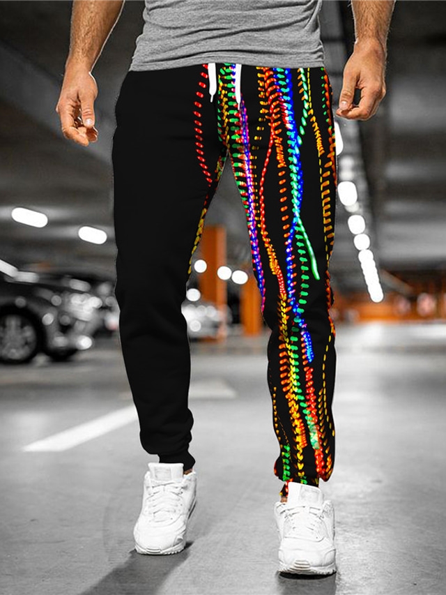  Men's Joggers Pants Sweatpants 3D Print Drawstring Elastic Waist Designer Big and Tall Casual Daily Micro-elastic Outdoor Sports Graphic Patterned Mid Waist 3D Print Black S M L