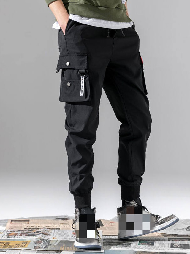 Pantalon Cargo Jean Homme Street Elastic – Multi Poches, Slim, Bleu/Noir – Taille S à 3XL