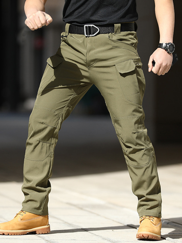  Męskie Spodnie cargo Taktyczna Spodnie Klasyczny Multi Pocket Prosta noga Jednokolorowe Komfort Na zewnątrz Pełna długość Codzienny Moda miejska Elegancki Czarny+Szary Czarny Średnio elastyczny