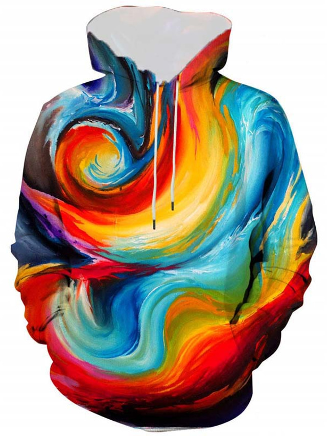  Men's Hoodie Sweatshirt Front Pocket Print Designer Sportswear Casual Graphic Rainbow Graphic Prints Rainbow Print Hooded Casual Daily Sports Long Sleeve Clothing Clothes Regular Fit