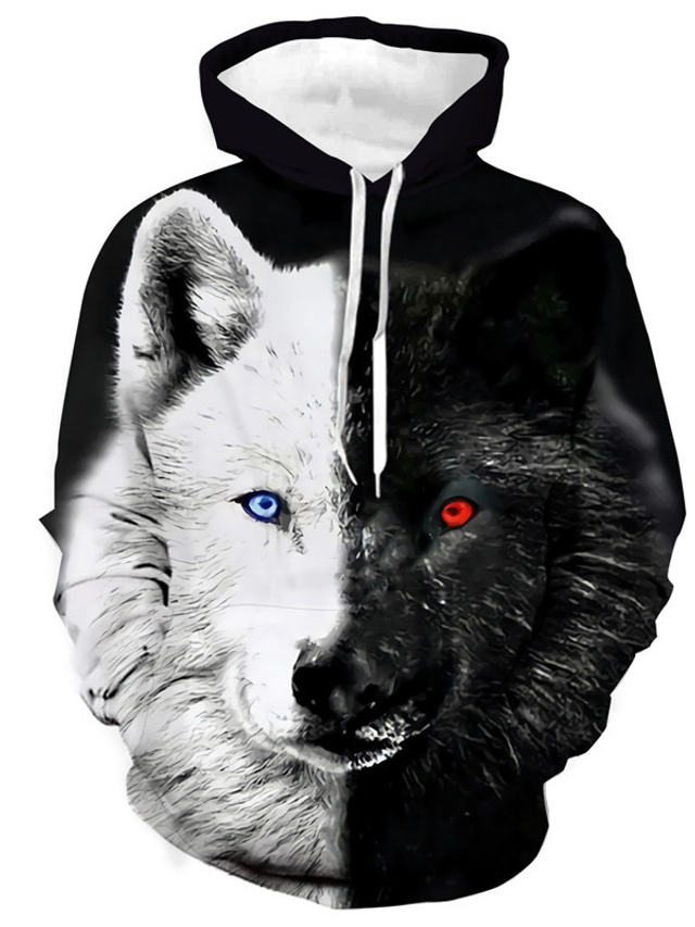  Men's Hoodie Sweatshirt Print Designer Casual Big and Tall Graphic Animal Color Block Black Print Hooded Daily Sports Long Sleeve Clothing Clothes Regular Fit