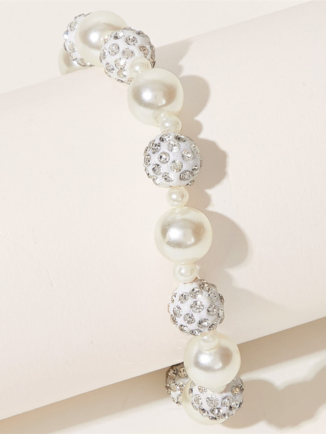  Women's Bead Bracelet Classic Fashion Fashion Personalized Elegant Holiday Alloy Bracelet Jewelry White For Party Evening Holiday Date Beach Festival
