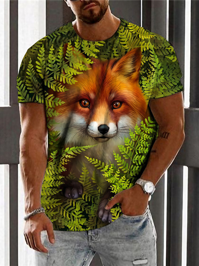  Hombre Camiseta Design Verano Manga Corta Perro Graphic Print Cuello Barco Diario Festivos Estampado ropa Design Casual Grande y alto Verde Trébol