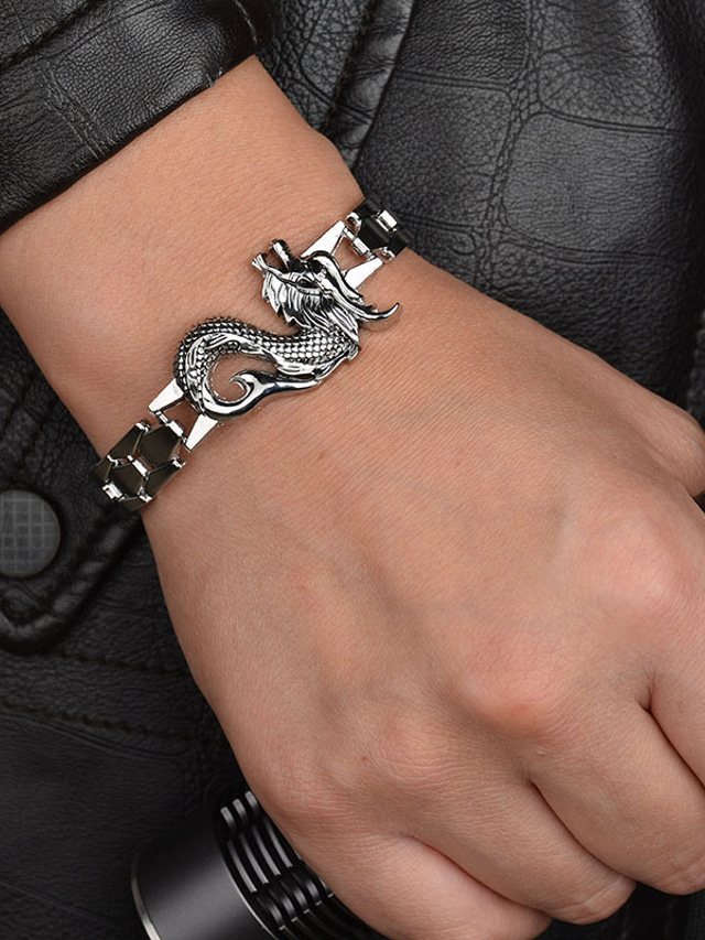  Men's Bracelet Classic Dragons Stylish Artistic Alloy Bracelet Jewelry Silver For Gift Daily