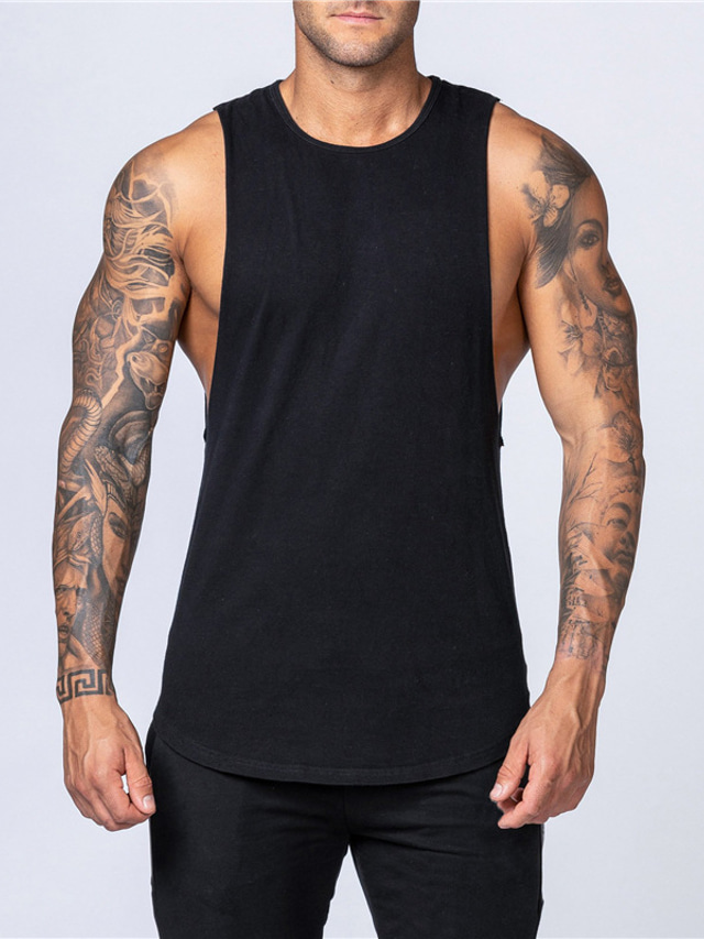  Men's Tank Top Vest Undershirt Solid Color Crew Neck Casual Daily Sleeveless Tops Cotton Lightweight Fashion Big and Tall Sports White Black Gray / Summer / Summer