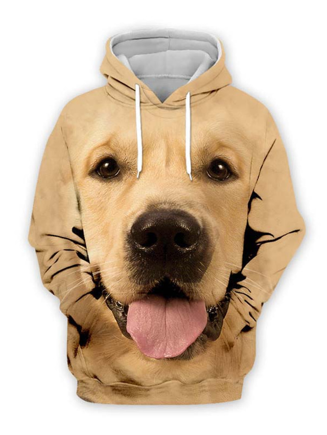  Men's Hoodie Front Pocket Print Designer Big and Tall Graphic Dog Brown Khaki Gray Print Hooded Casual Daily Sports Long Sleeve Clothing Clothes Regular Fit
