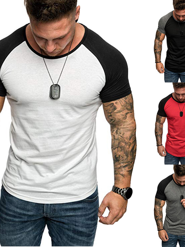  Men's Muscle T-shirt 2pcs tretch Short Sleeve V-neck Bodybuilding T-shirt